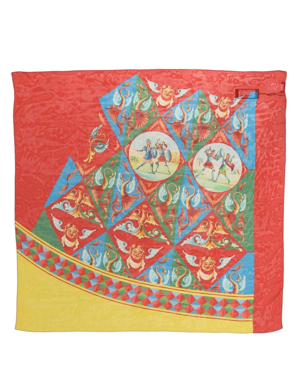 Dolce & Gabbana Orange Multicolor Silk Printed Square Foulard Scarf