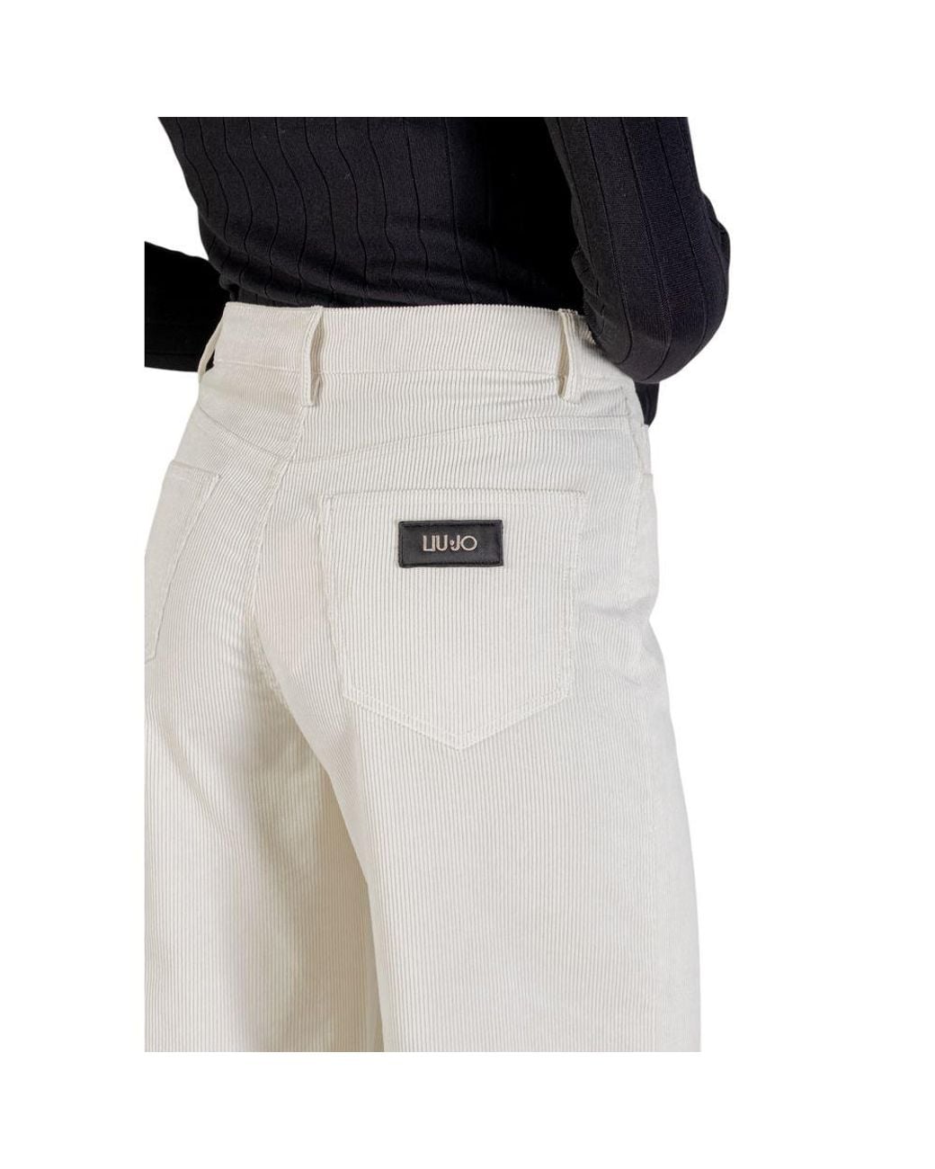 Liu Jo Black Beige Cotton Casual Pants