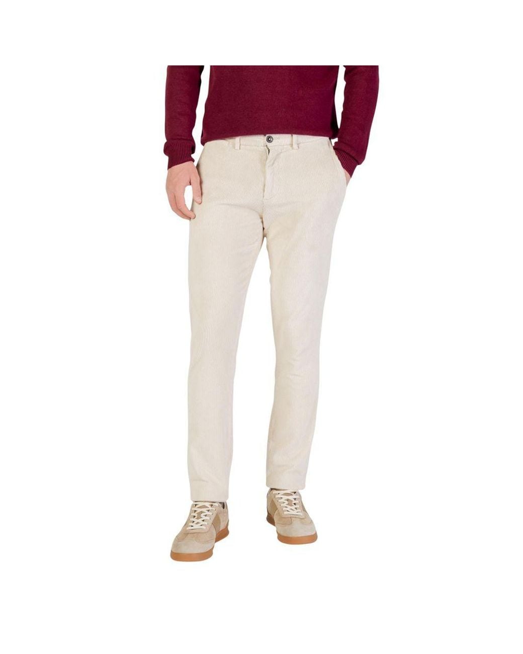 Borghese Red Beige Cotton Pants for men