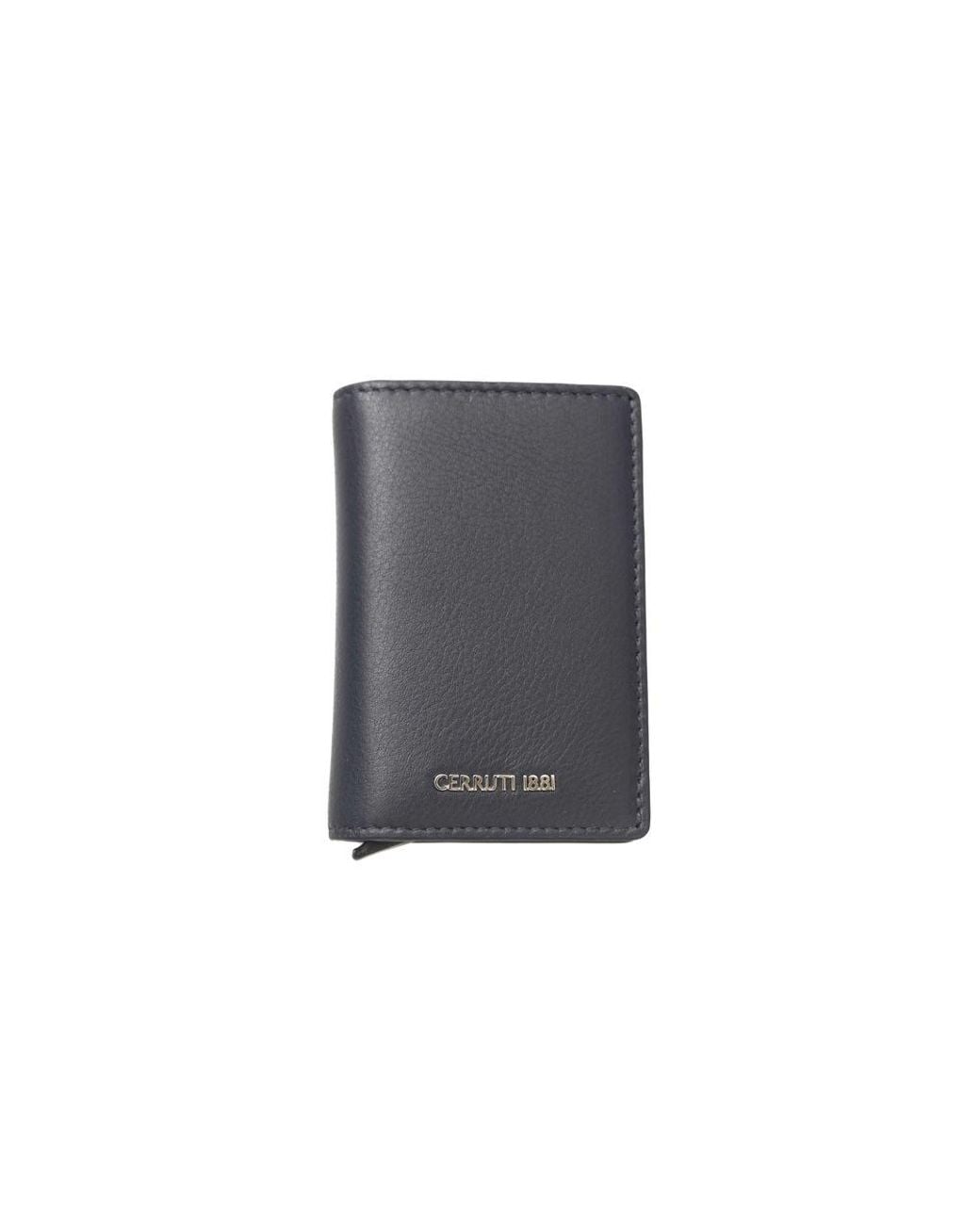 Cerruti 1881 Gray Blue Calfskin Men Wallet