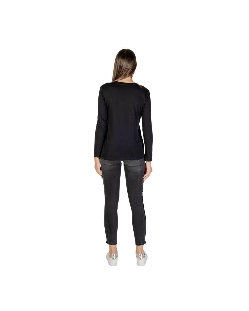 ARMANI EXCHANGE Black Cotton Long Sleeve T