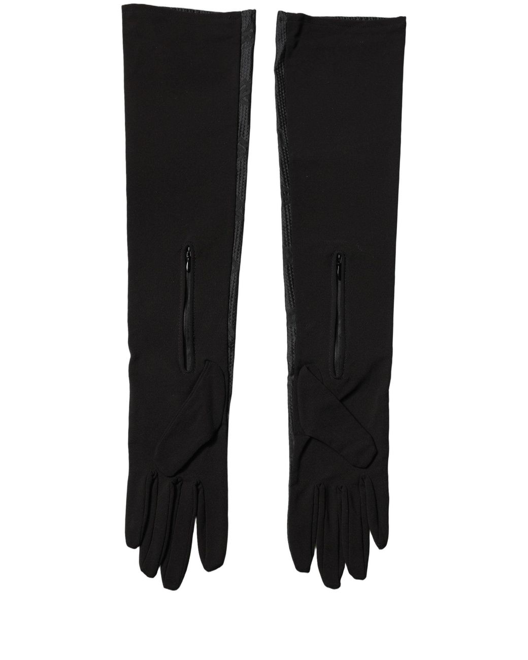 Dolce & Gabbana Black Viscose Long Elbow Length Gloves for men