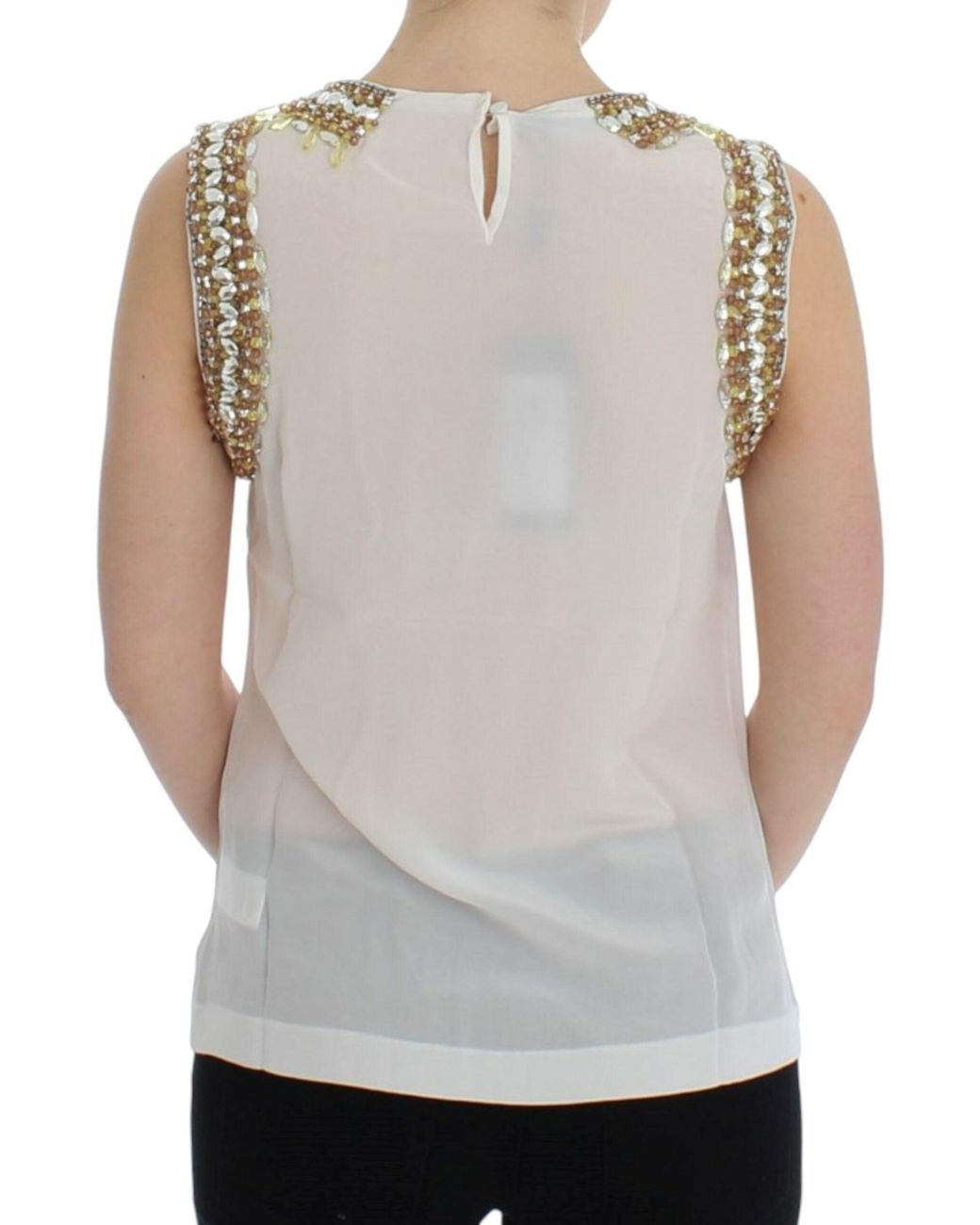 Dolce & Gabbana White Crystal Embellished Tank Top