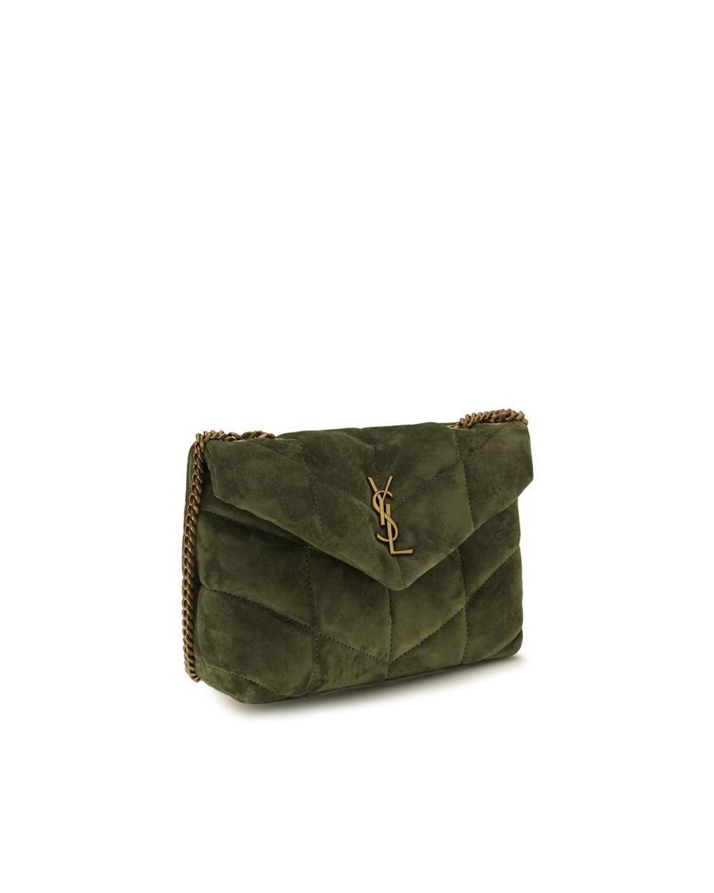 Saint Laurent Green Bicolor Calf Leather Bos Taurus Shoulder Bag