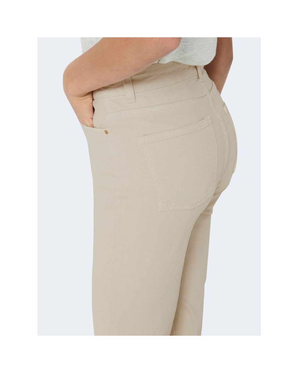 ONLY Natural Beige Cotton Jeans & Pant