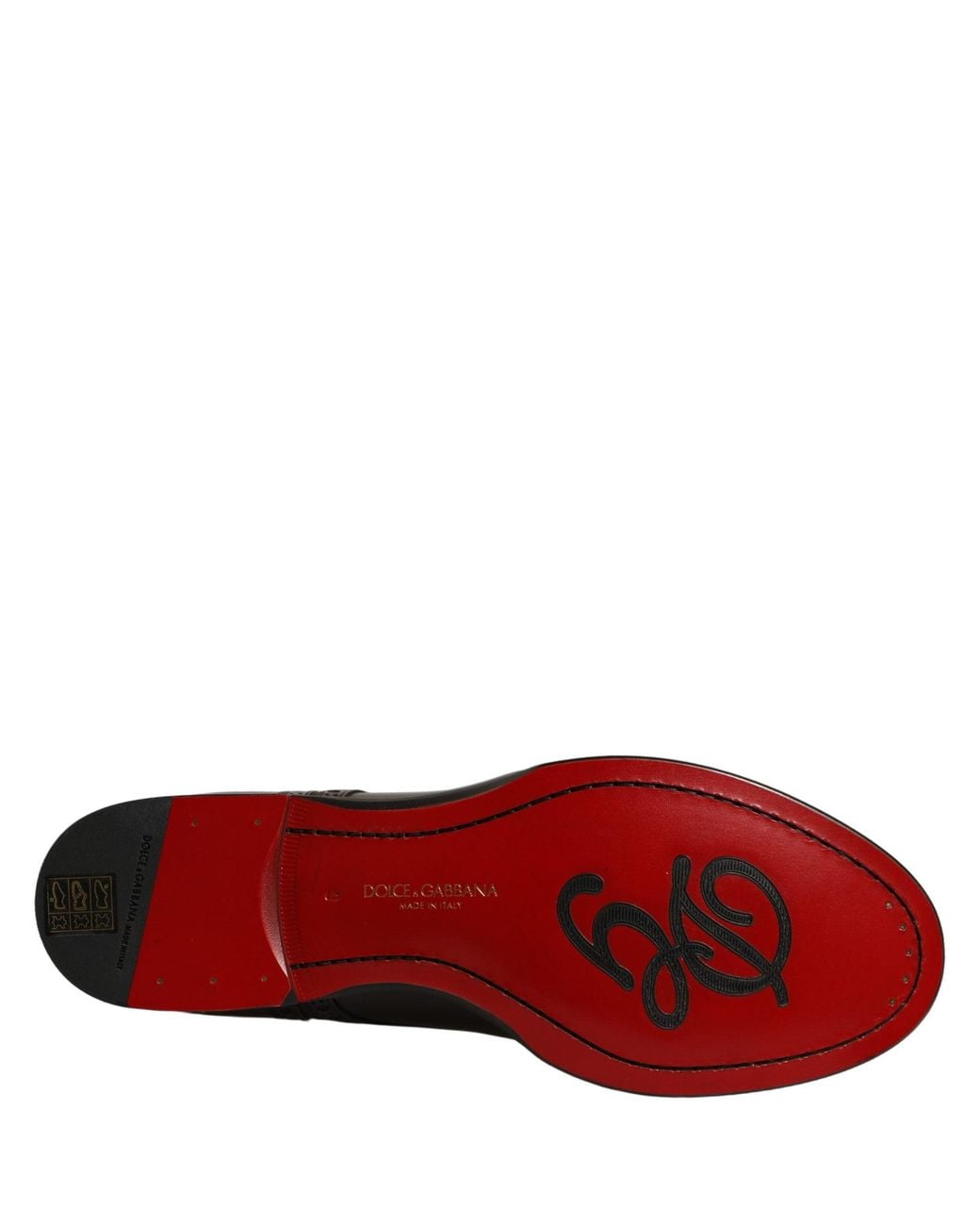 Dolce & Gabbana Black Maroon Calfskin Leather Derby Men Dress Shoes for men