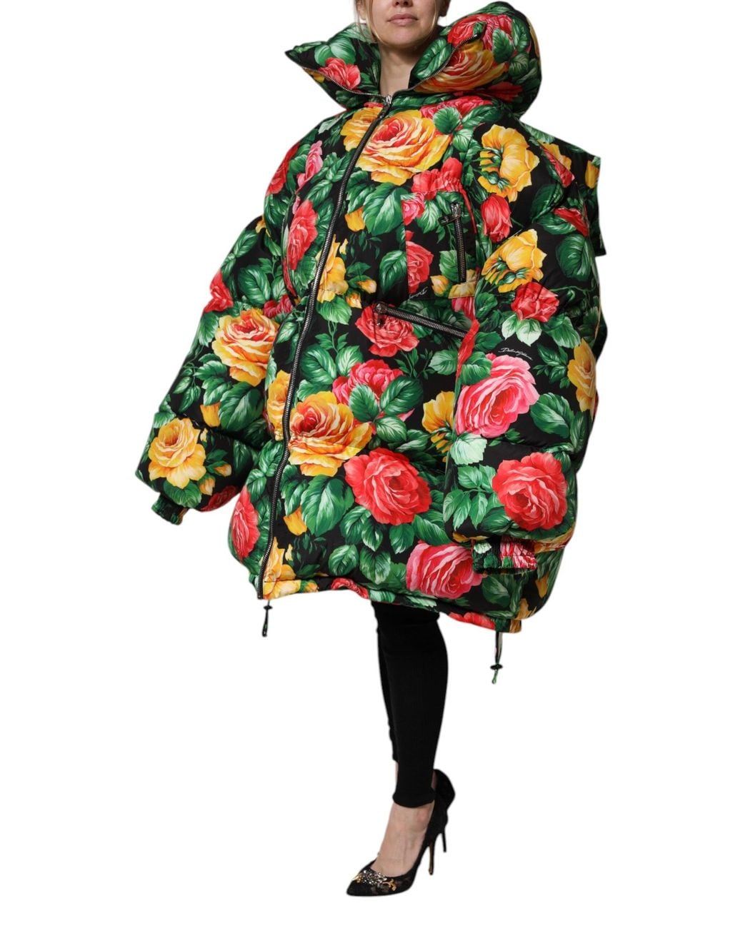 Dolce & Gabbana Multicolor Floral Puffer Hooded Jacket for men