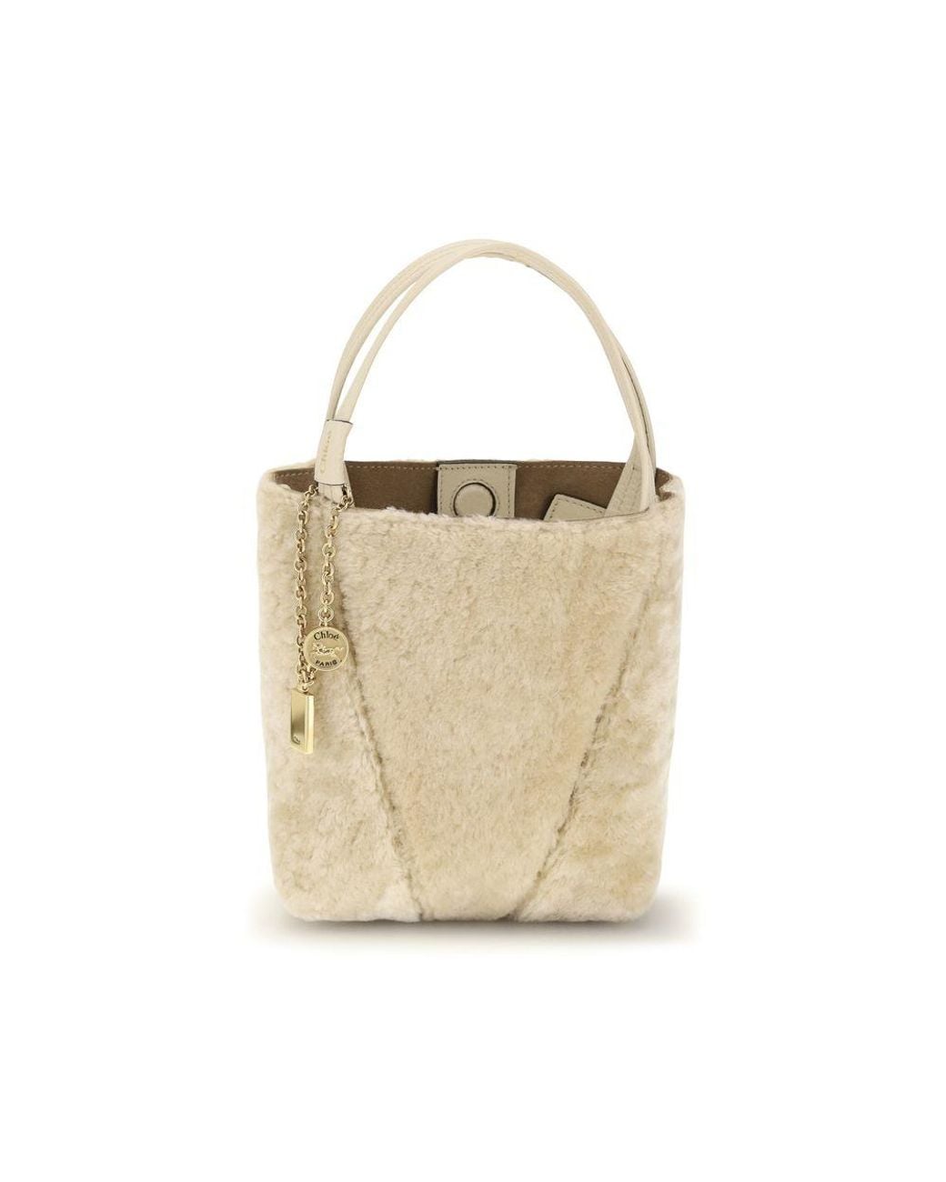 Chloé Natural Beige Calf Leather Bos Taurus Backet Bag