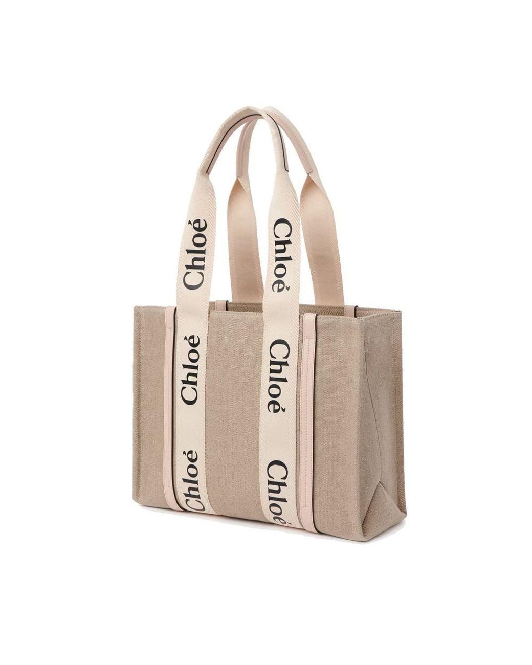 Chloé Natural Beige Linen Tote Bag