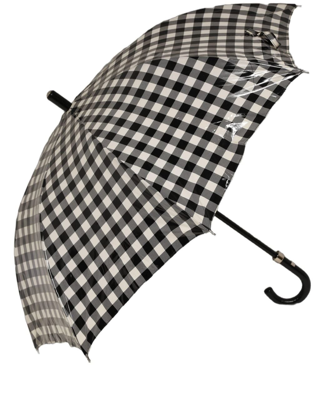 Dolce & Gabbana Multicolor Black White Gingham Check Cotton Long Handle Umbrella