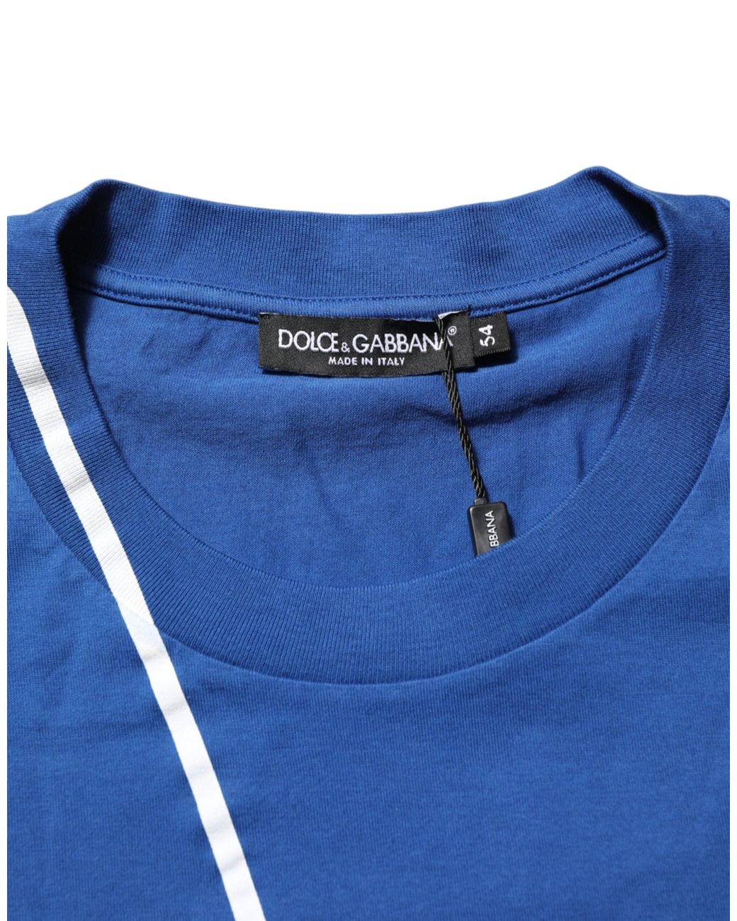 Dolce & Gabbana Blue Logo Print Cotton Crew Neck Men T for men