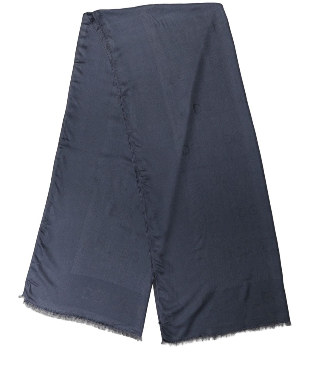 Dolce & Gabbana Dark Blue Modal Frayed Edge Lace Stole Scarf for men