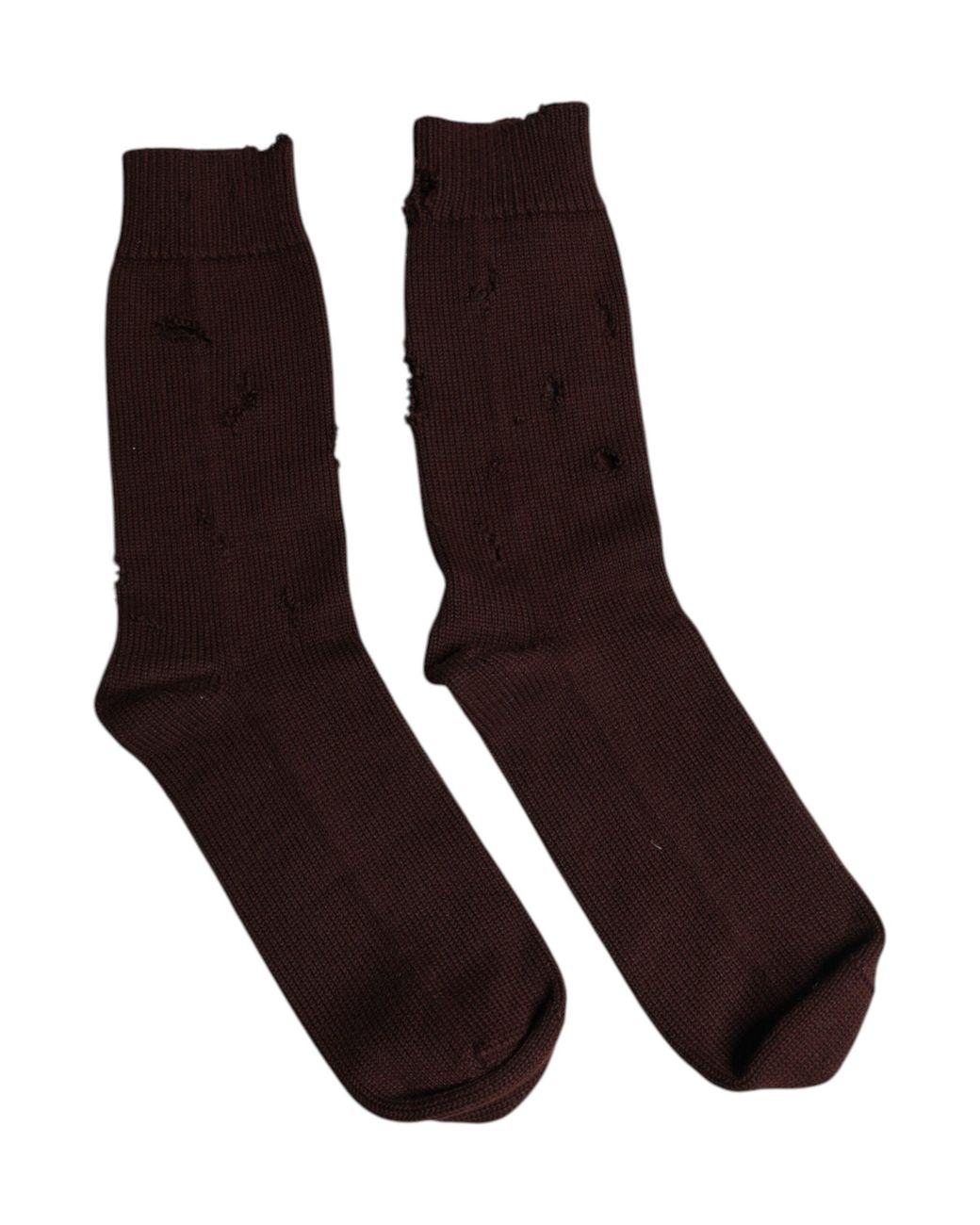 Dolce & Gabbana Brown Solid Cotton Stretch Mid Calf Socks