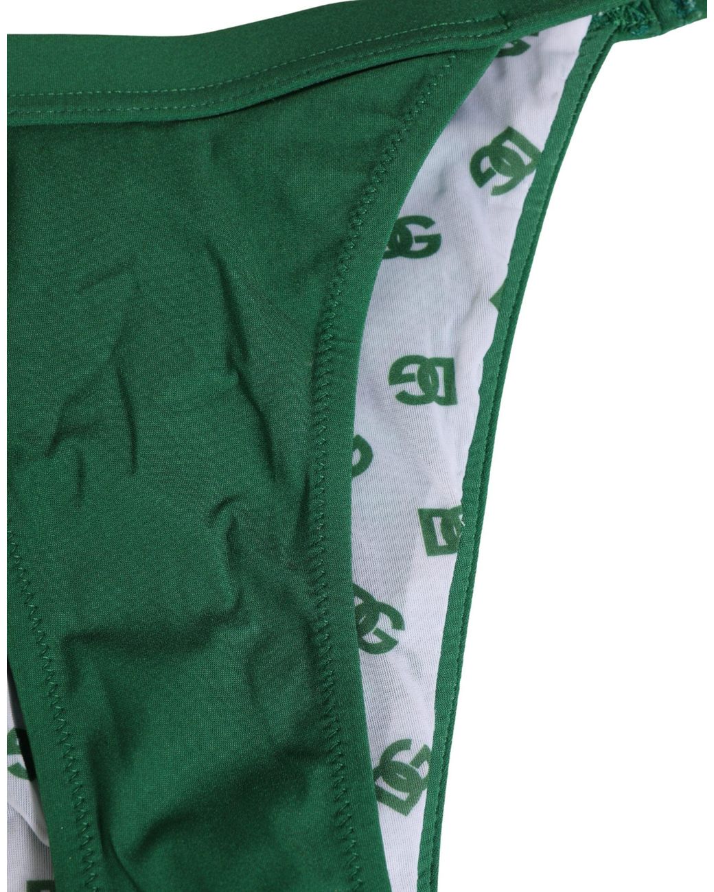 Dolce & Gabbana Green Logo Plaque Nylon Brief Panty Underwear