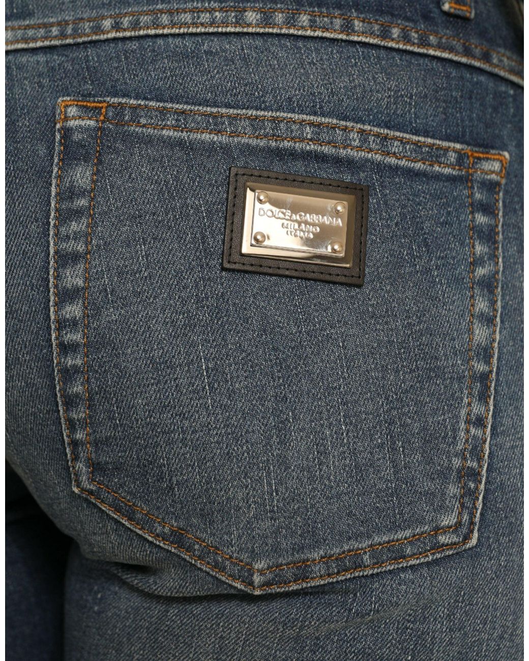 Dolce & Gabbana Blue Boyfriend Mid Waist Cotton Denim Jeans