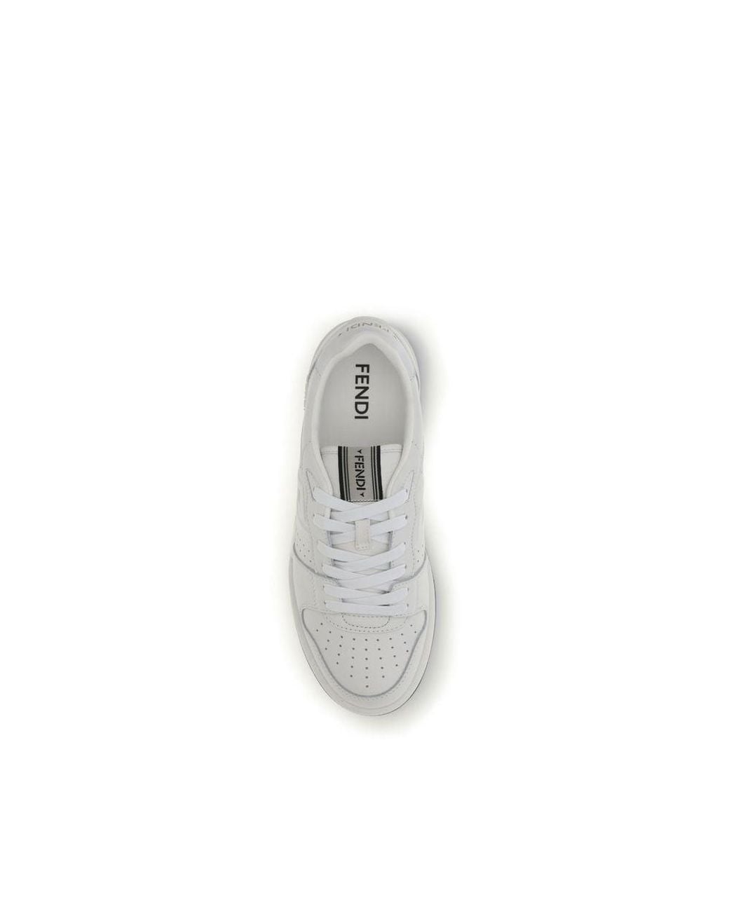 Fendi White Calf Leather Bos Taurus Athletic Sneakers for men