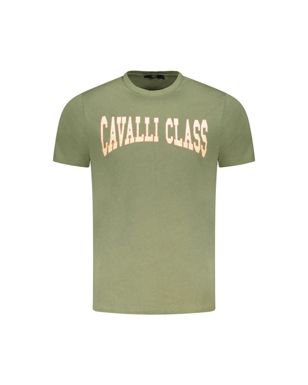 Roberto Cavalli Green Cotton T-Shirt for men