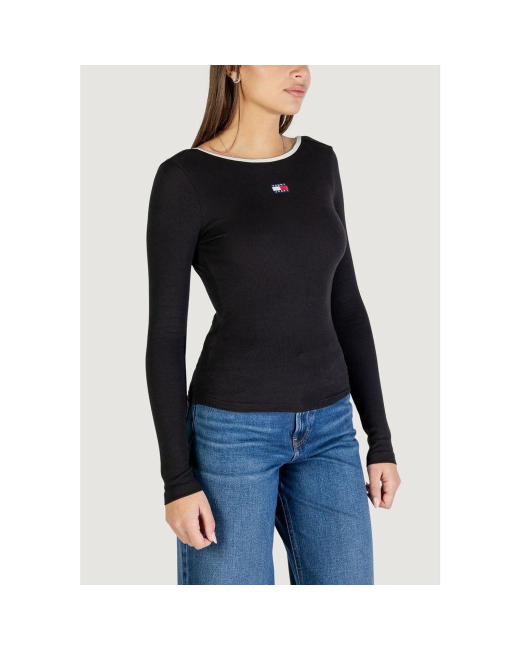 Tommy Hilfiger Black Recycled Cotton Long Sleeve T-Shirt