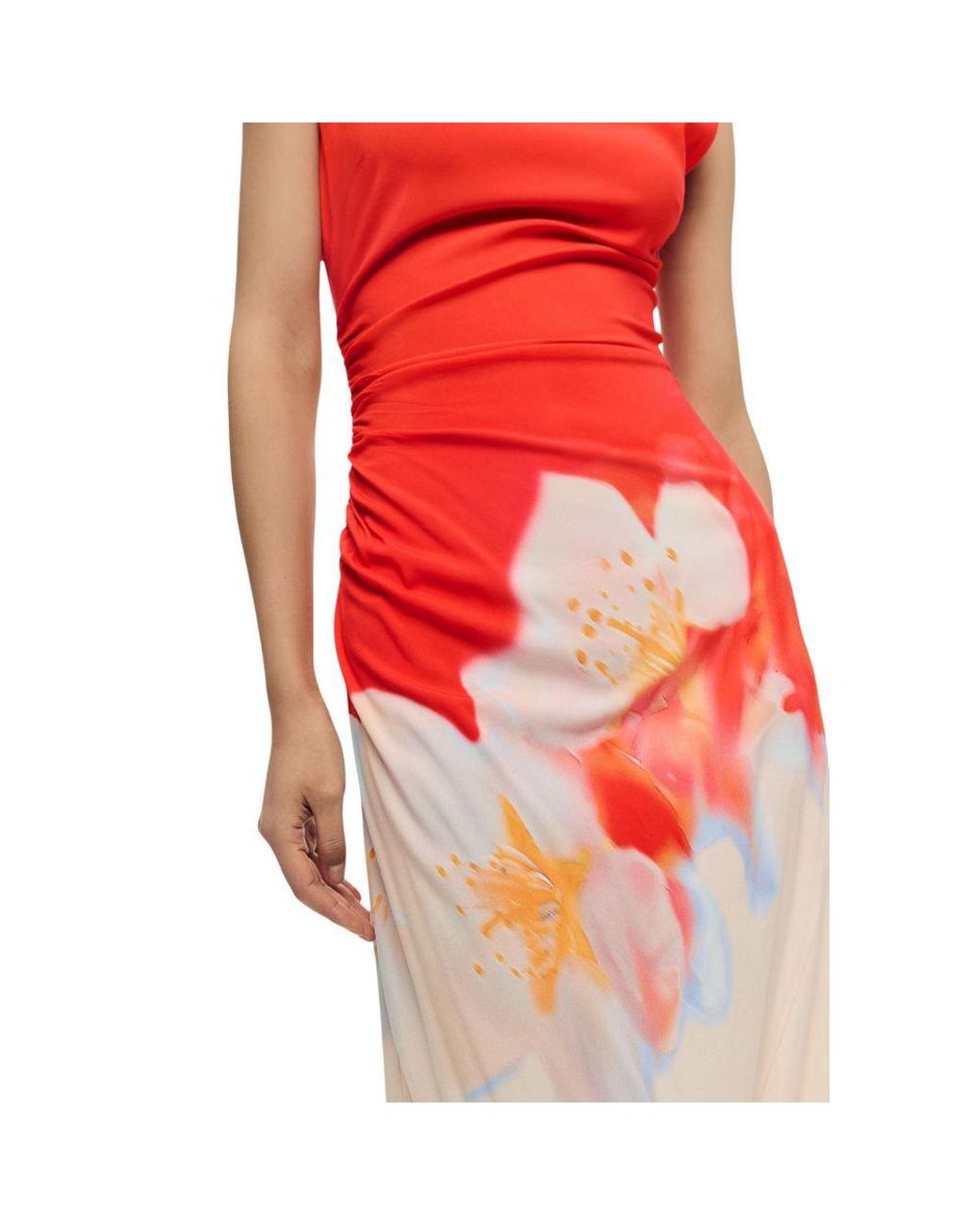 Desigual Red Orange Viscose Long Dress
