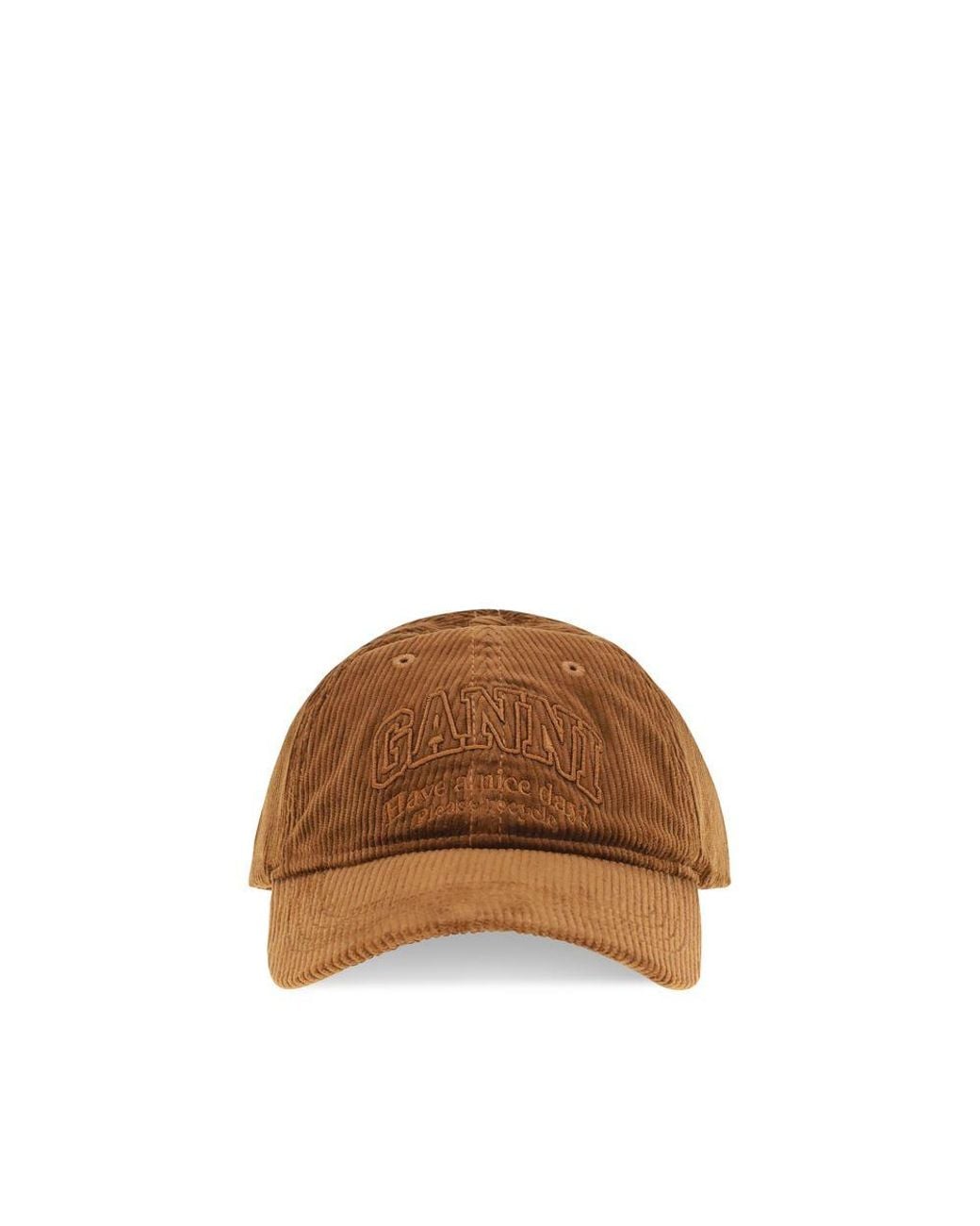 Ganni Brown Cotton Cap (baseball Hat)
