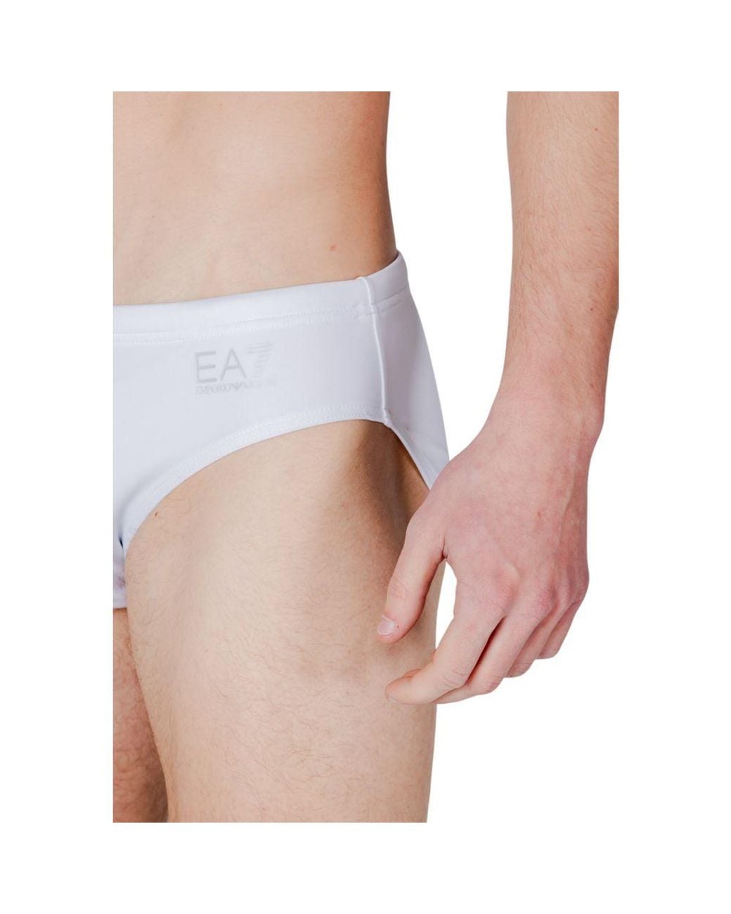 EA7 White Polyester Swim Briefs for men