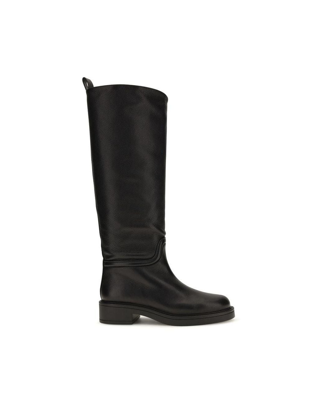Stuart Weitzman Black Calf Leather Bos Taurus Flat Boots