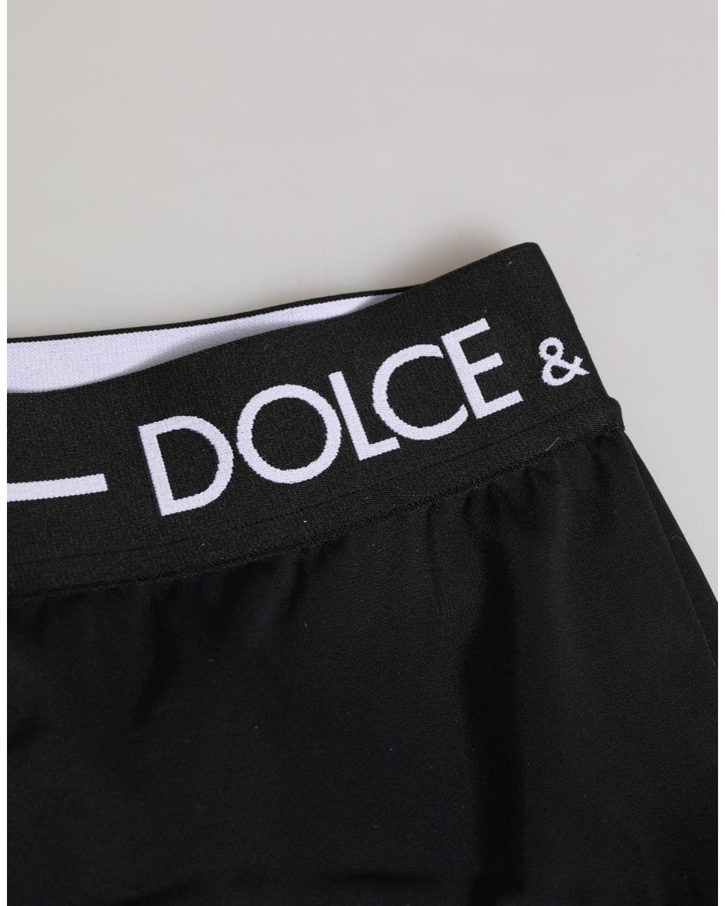 Dolce & Gabbana Black Nylon Logo Waistband Shorts Underwear Elastane
