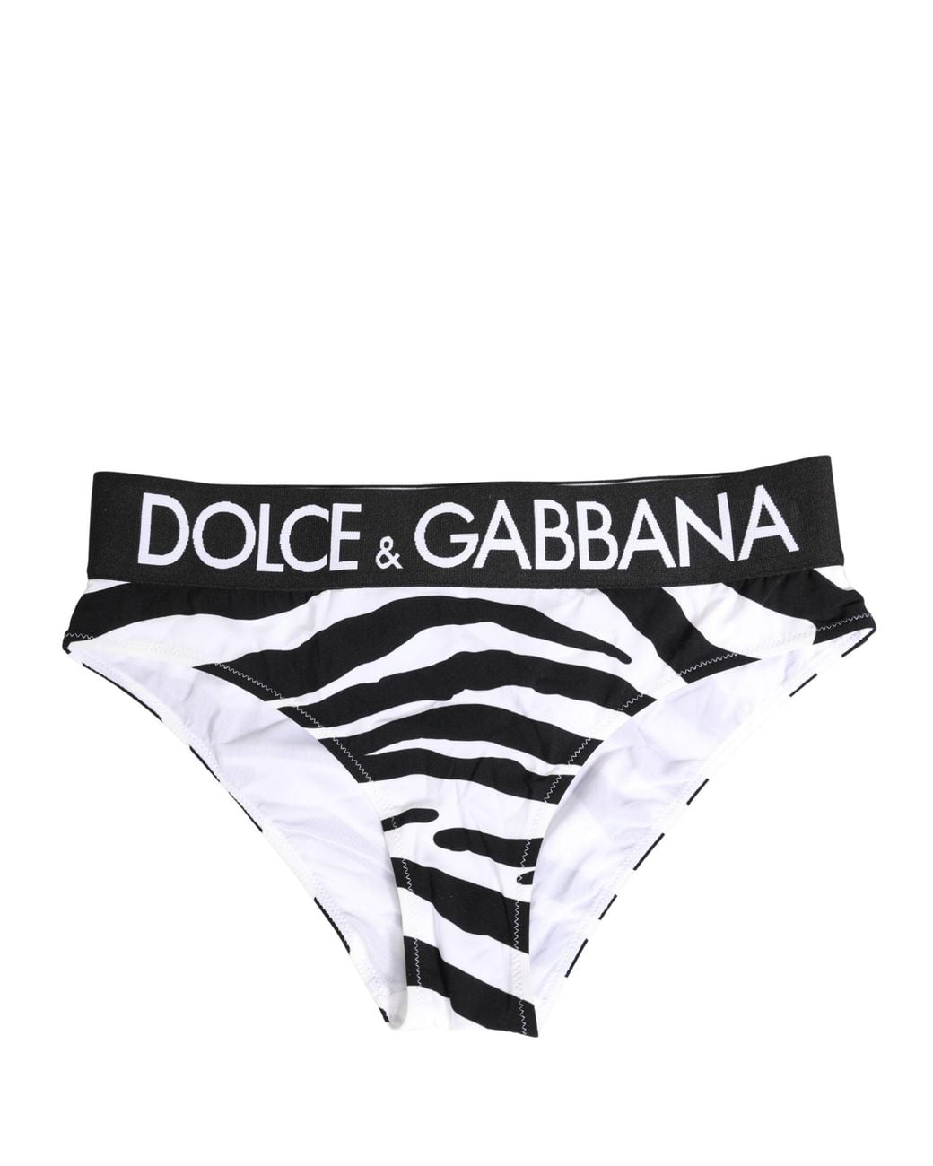 Dolce & Gabbana Black Zebra Print Brief Panty Underwear Elastane Nylon Clothing