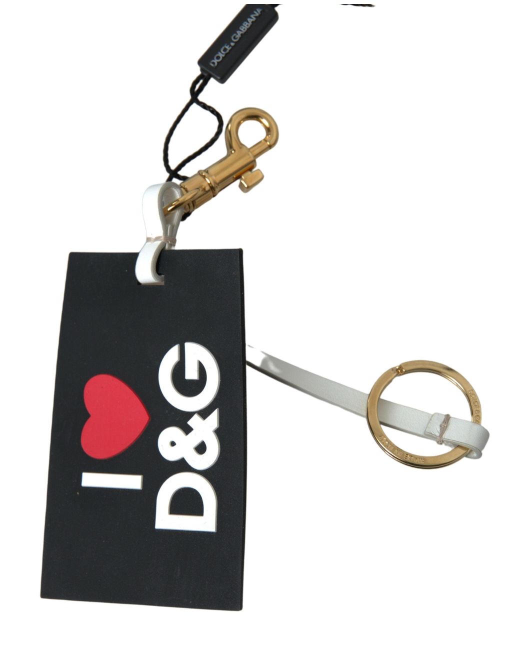 Dolce & Gabbana Black Silicone Dg Logo Brass Keychain