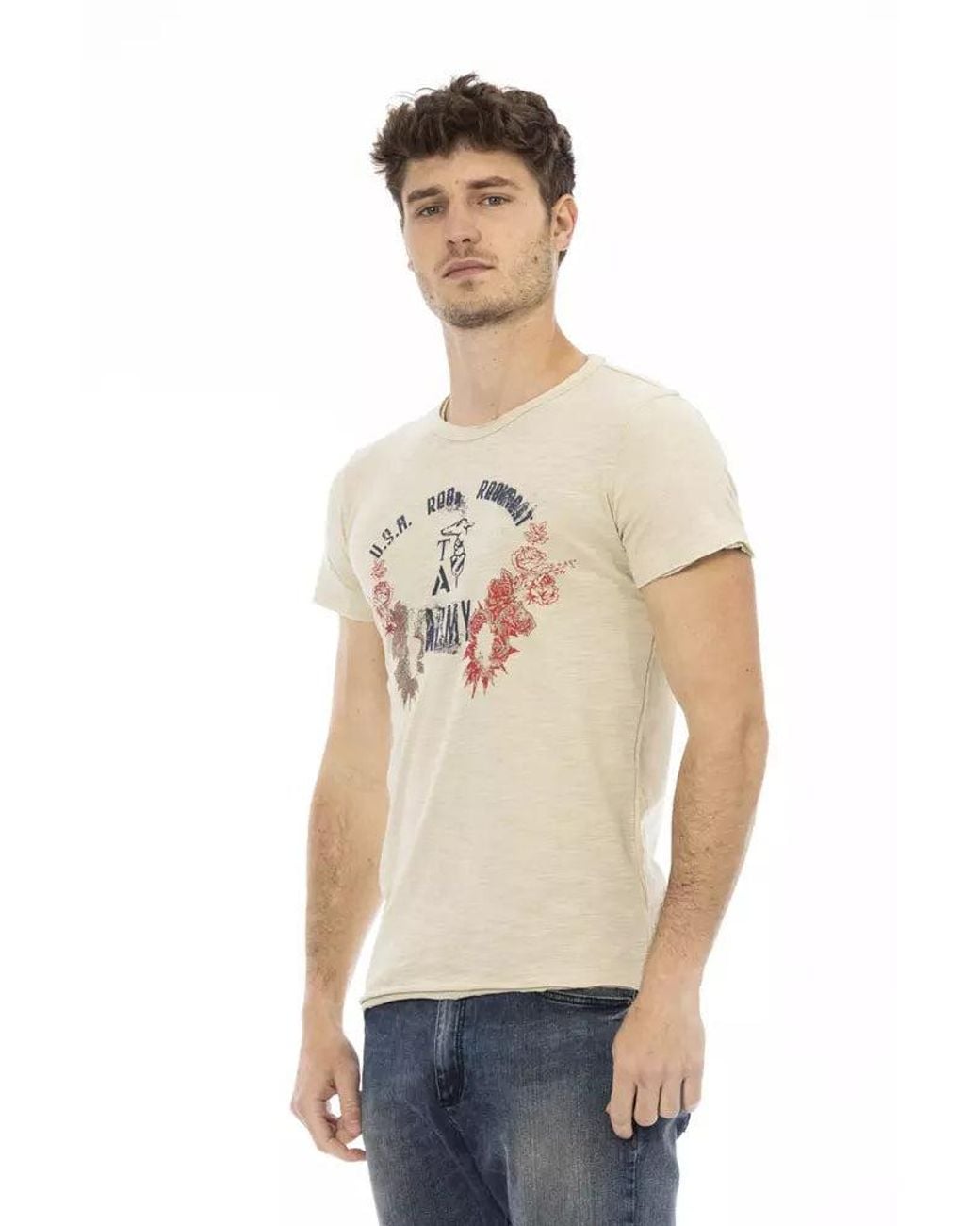 TRUSSARDI ACTION White Beige Cotton Men T for men