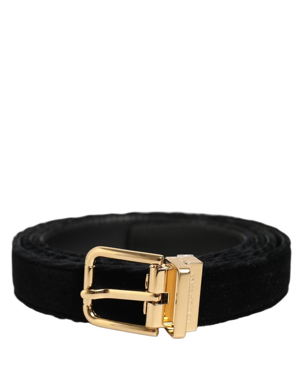 Dolce & Gabbana Black Velvet Tone Metal Buckle Belt Leather for men