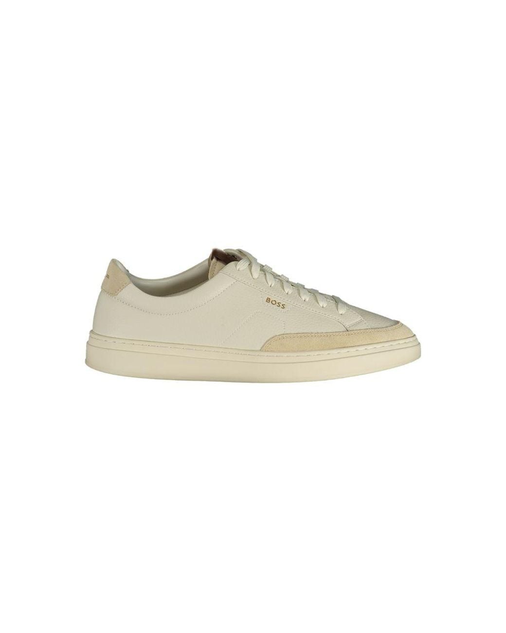 Boss Natural Bianco Pelle Uomo Sneaker for men
