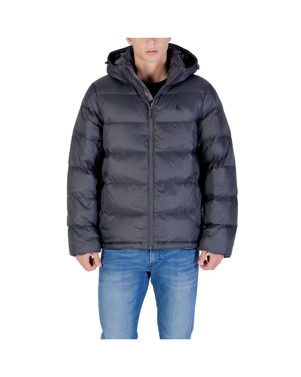 Calvin Klein Blue Gray Polyamide Coat for men