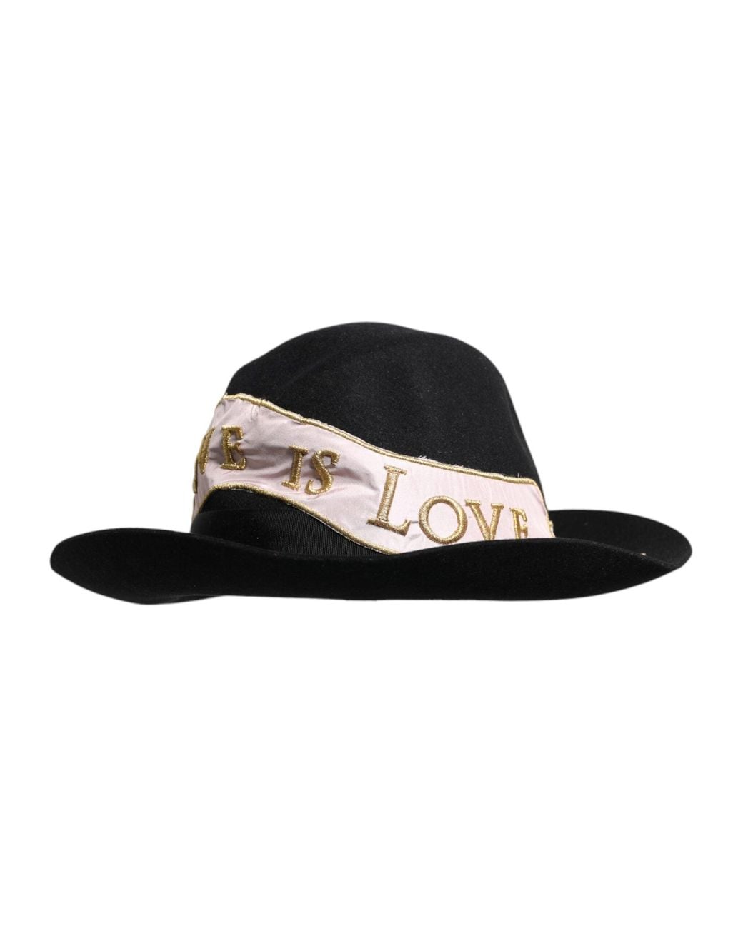 Dolce & Gabbana Black Logo Embroidered Wide Brim Hat