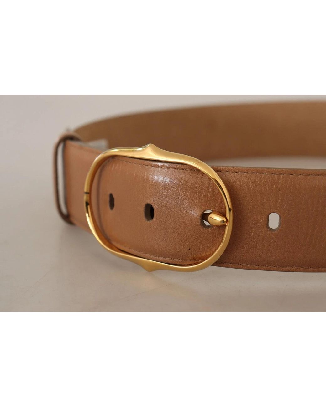 CoSTUME NATIONAL Black Brown Leather Gold Metal Oval Buckle Belt