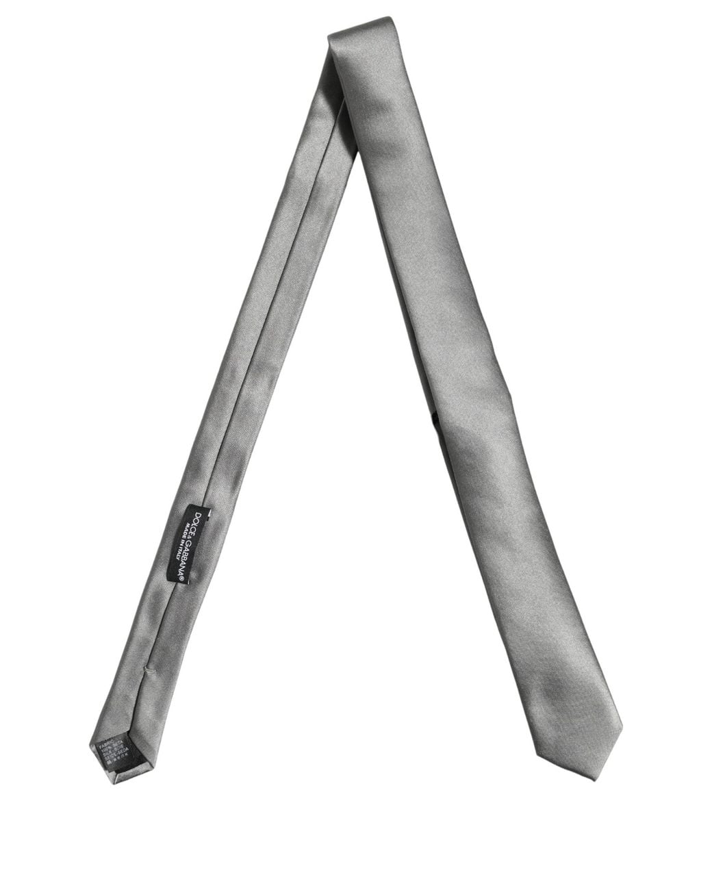 Dolce & Gabbana Gray Satin Silk Adjustable Tied Necktie Tie for men