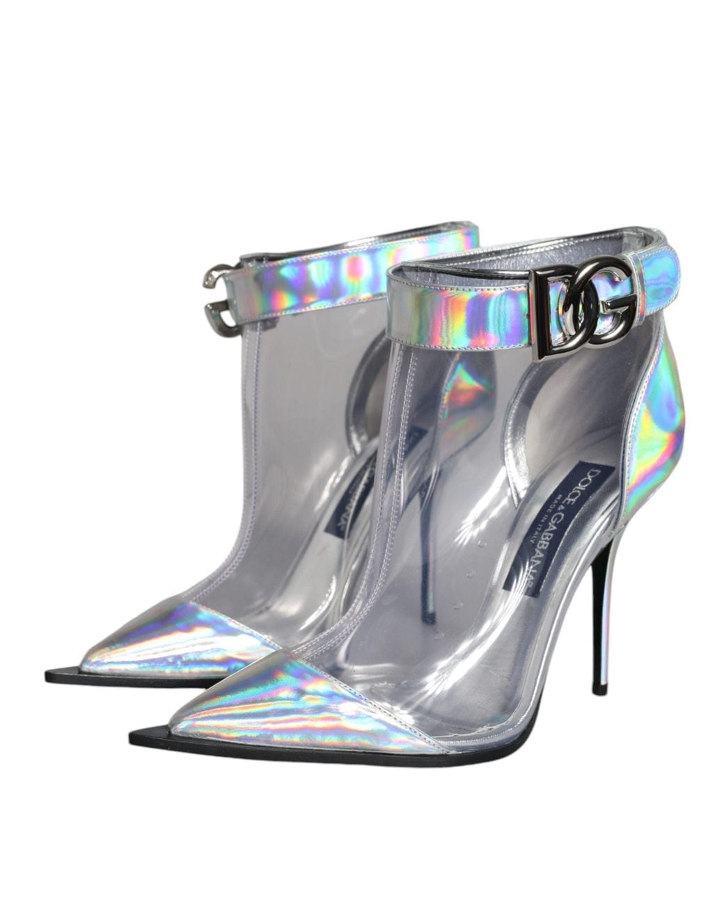 Dolce & Gabbana Metallic Iridescent Pvc Pointed Short Boots Shoes
