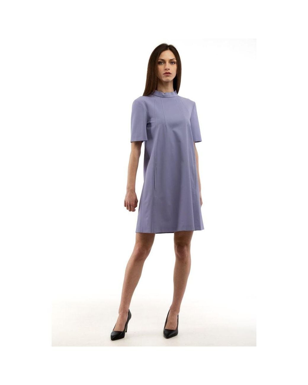 Moschino Blue Lace-Trimmed Silk Blend Midi Dress