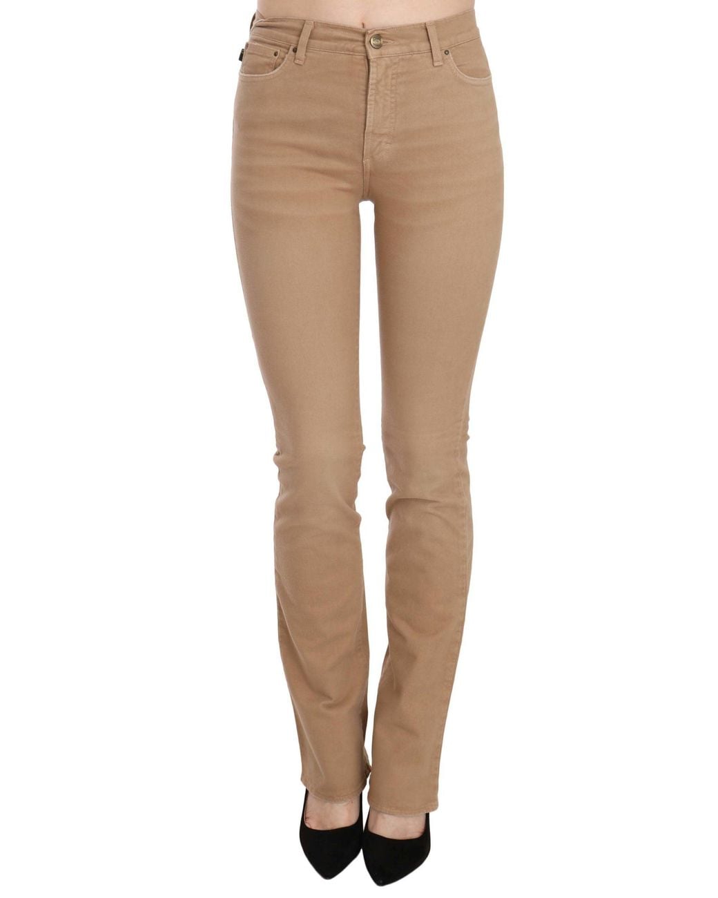 Just Cavalli White Cotton Stretch Mid Waist Skinny Trousers Pants