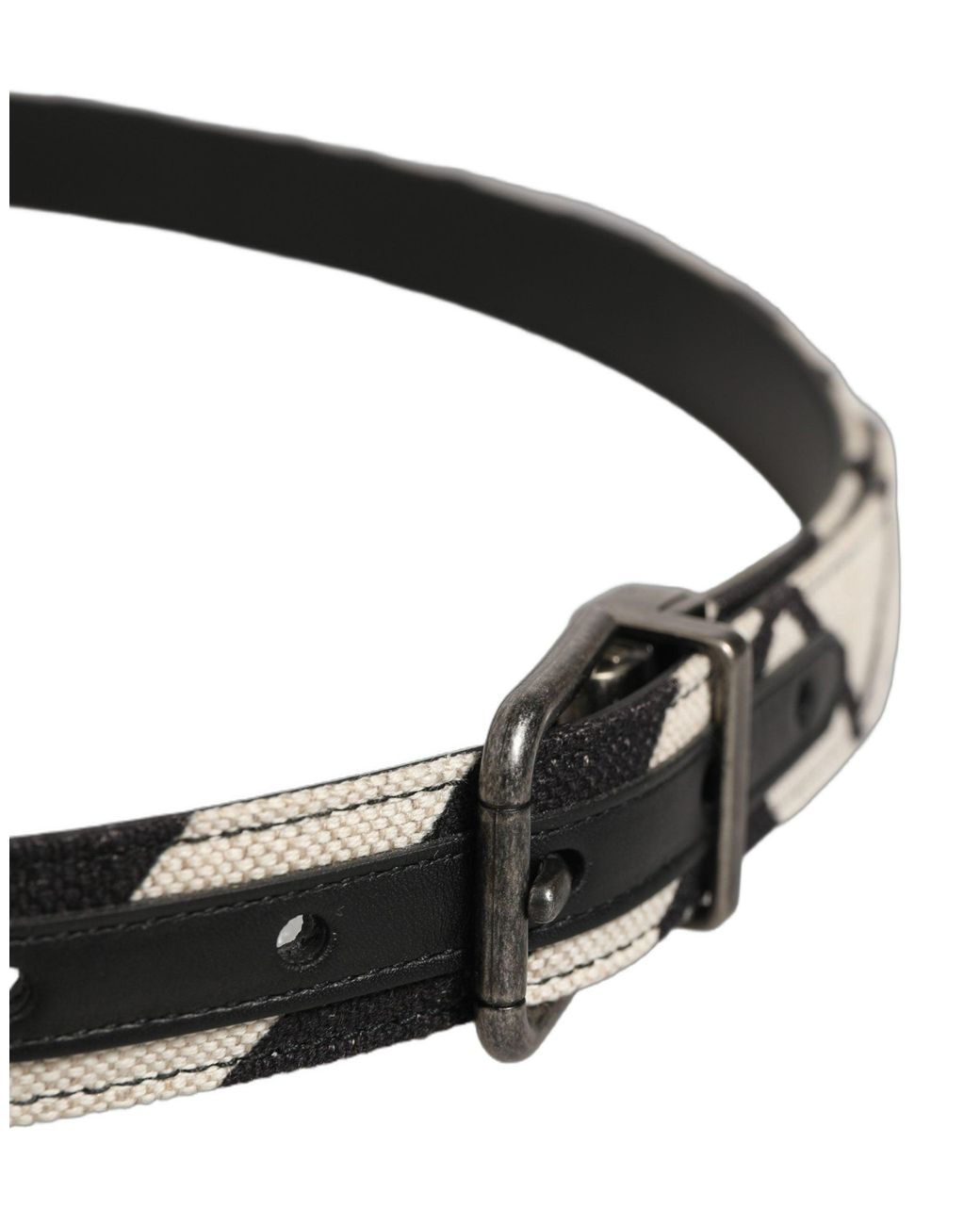 Dolce & Gabbana Black Ivory Tone Metal Buckle Belt, Canvas for men