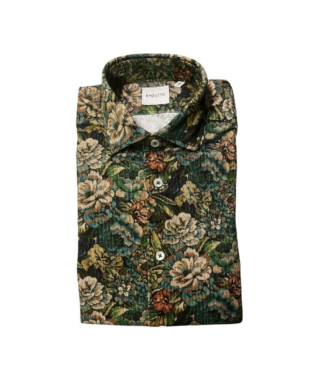 Bagutta Green Cotton Shirt for men