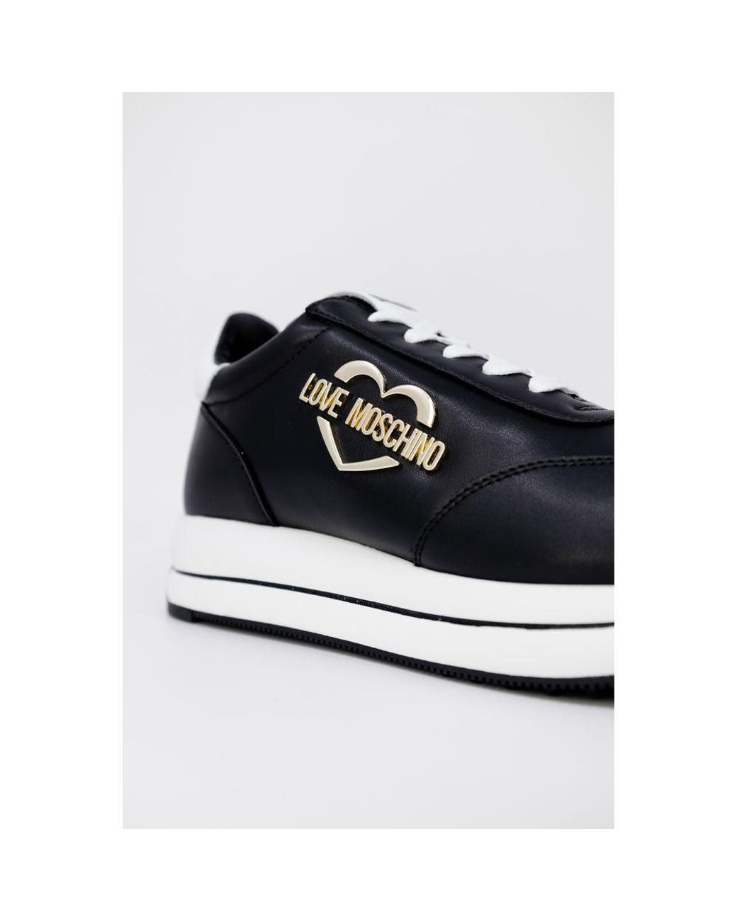 Love Moschino Black Leather Low Top Sneakers