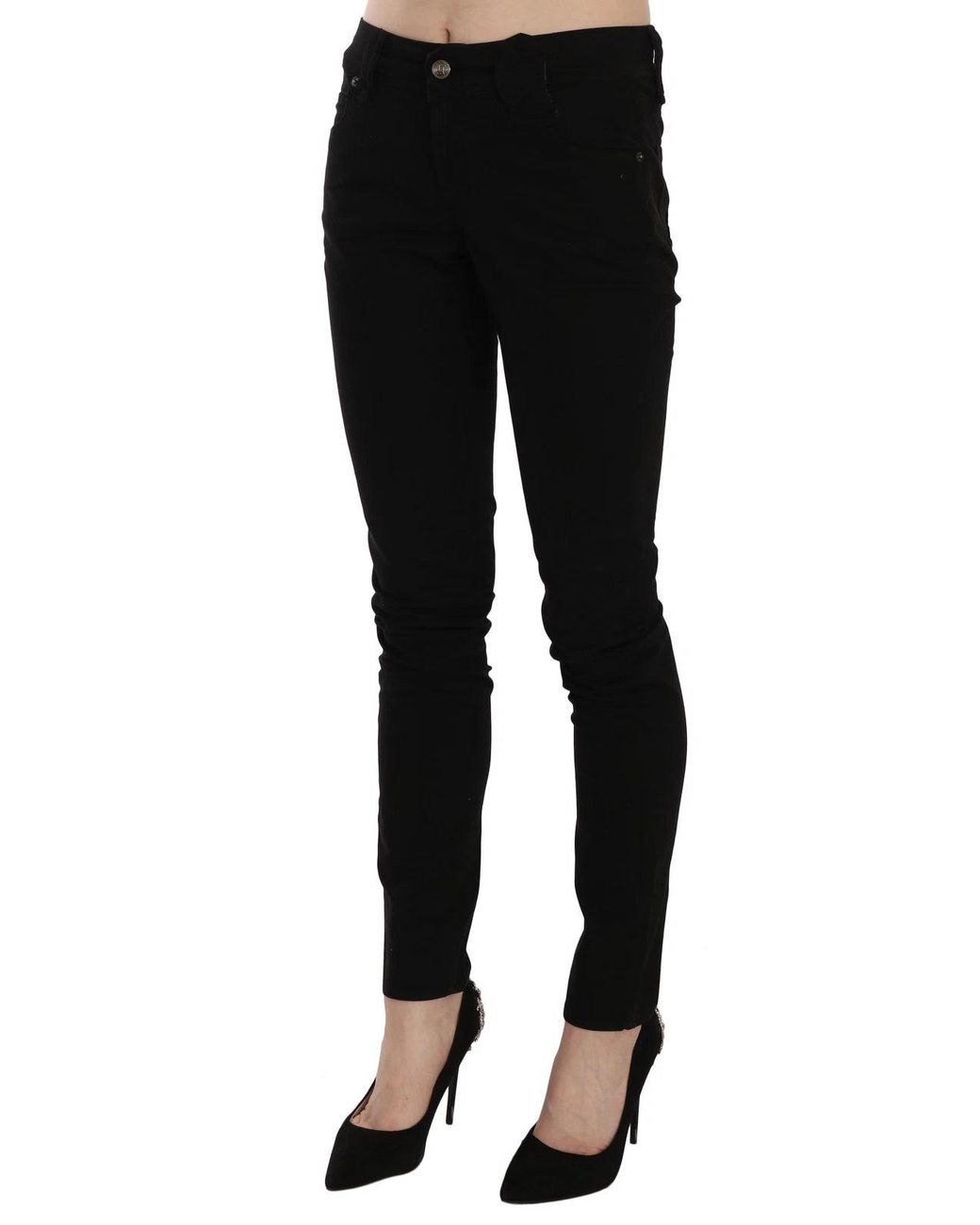 John Galliano Black Mid Waist Slim Fit Skinny Denim Casual Pants Jeans