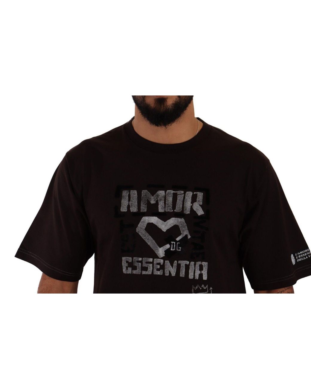 Dolce & Gabbana Black Elegant Burgundy L'Amore Crew Neck Tee for men