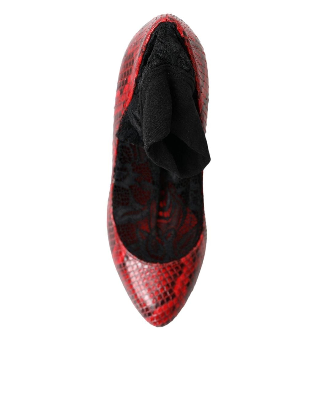 Dolce & Gabbana Red Ayers Leather Lace Socks Pumps Shoes