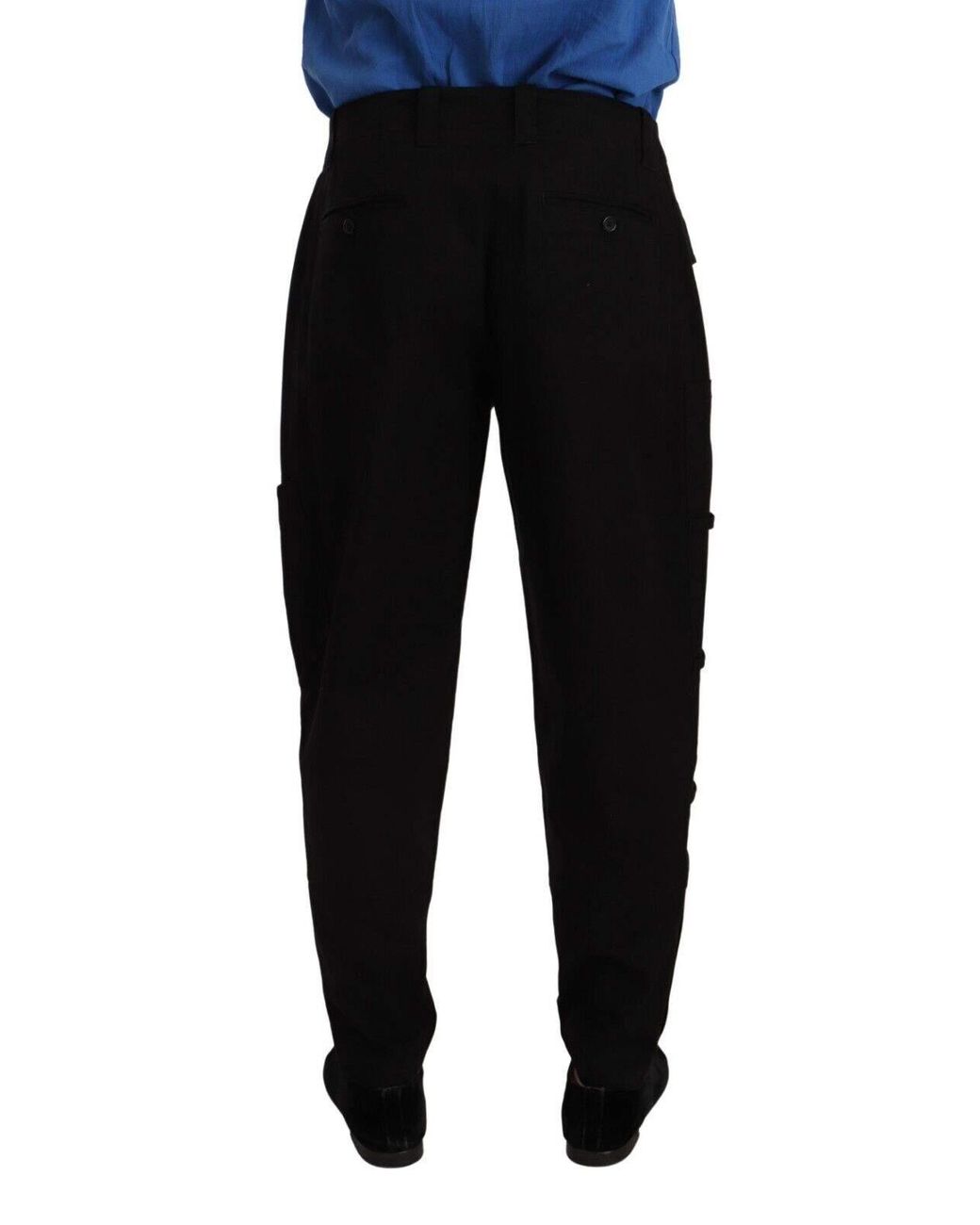 Dolce & Gabbana Black Cotton Stretch Tapered Cargo Pants for men