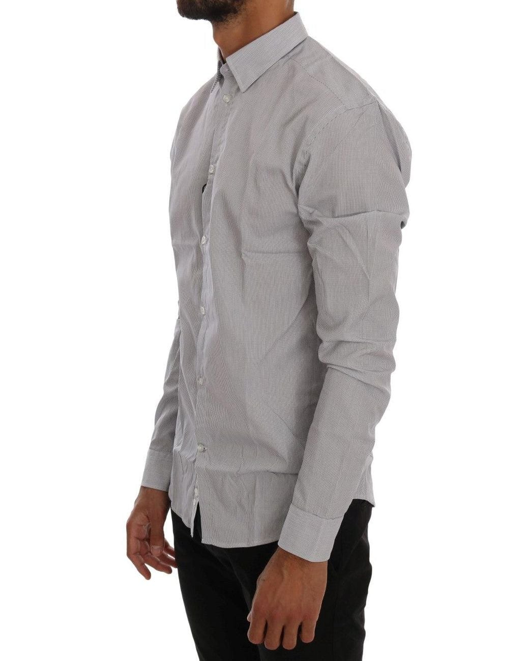 Frankie Morello Gray Check Regular Fit Shirt Blue Tsh1399 for men