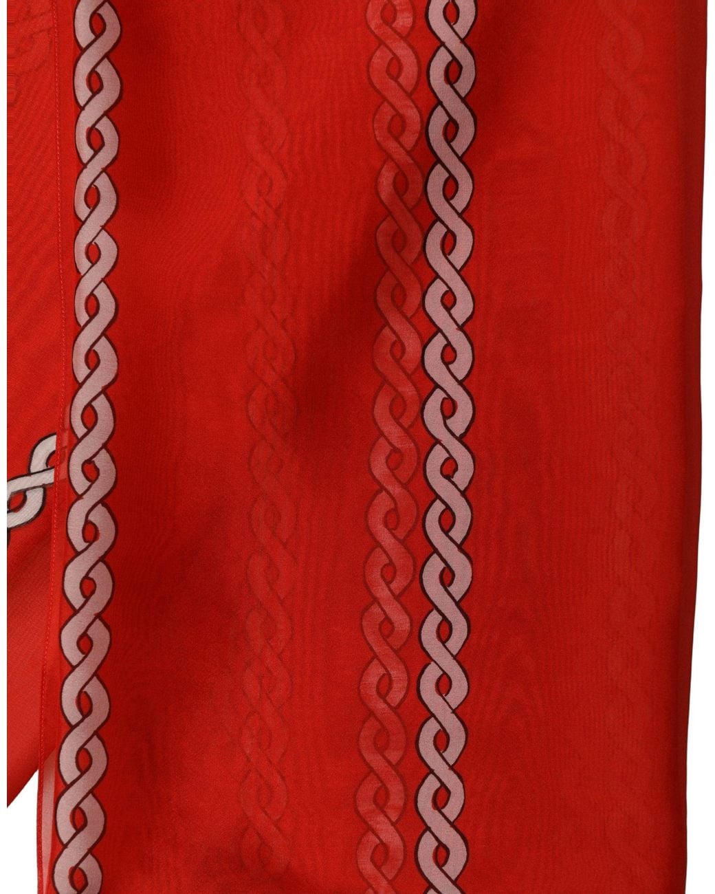 Dolce & Gabbana Red Silk Braided Rope Square Foulard Scarf