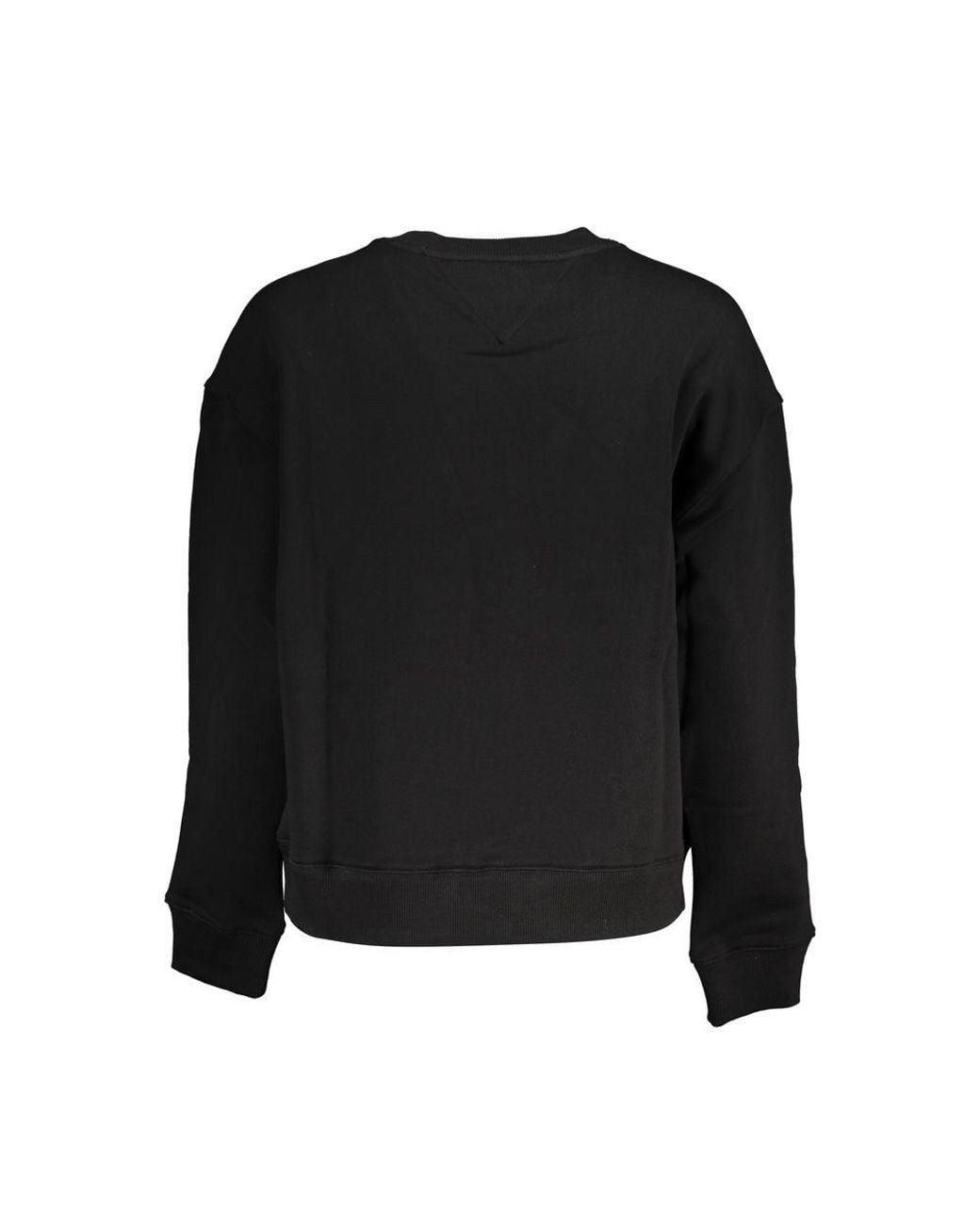Tommy Hilfiger Black Crew Neck Embroidered Logo Fleece Sweatshirt for men