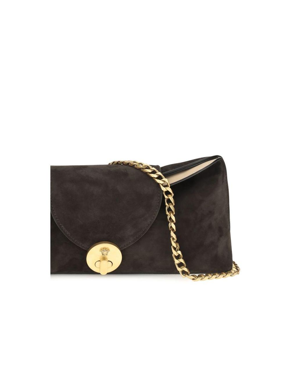 Versace Black Brown Calf Leather Bos Taurus Clutch Bag